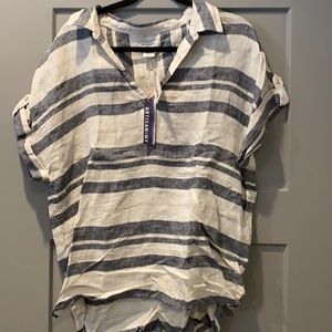 NWT Boxy L Striped Linen Blouse